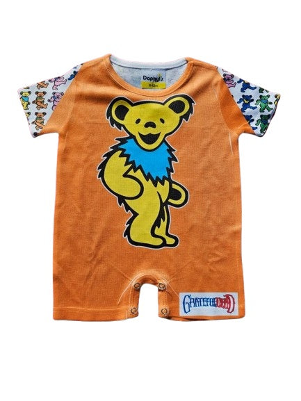 Grateful Dead Dancing Bear Orange Romper