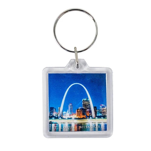 St. Louis Riverfront at Night - Acrylic Square Keychain 1.6"