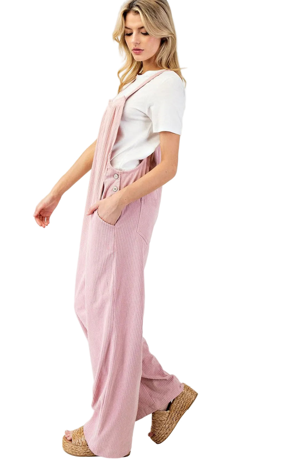 Dusty Pink Corduroy Overalls