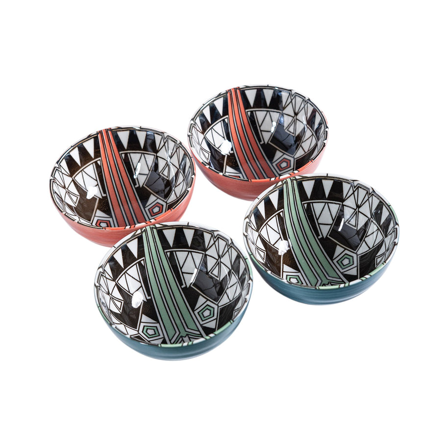 Frank Lloyd Wright Collection Imperial Hotel Peacock Small Bowl 4 Piece Set