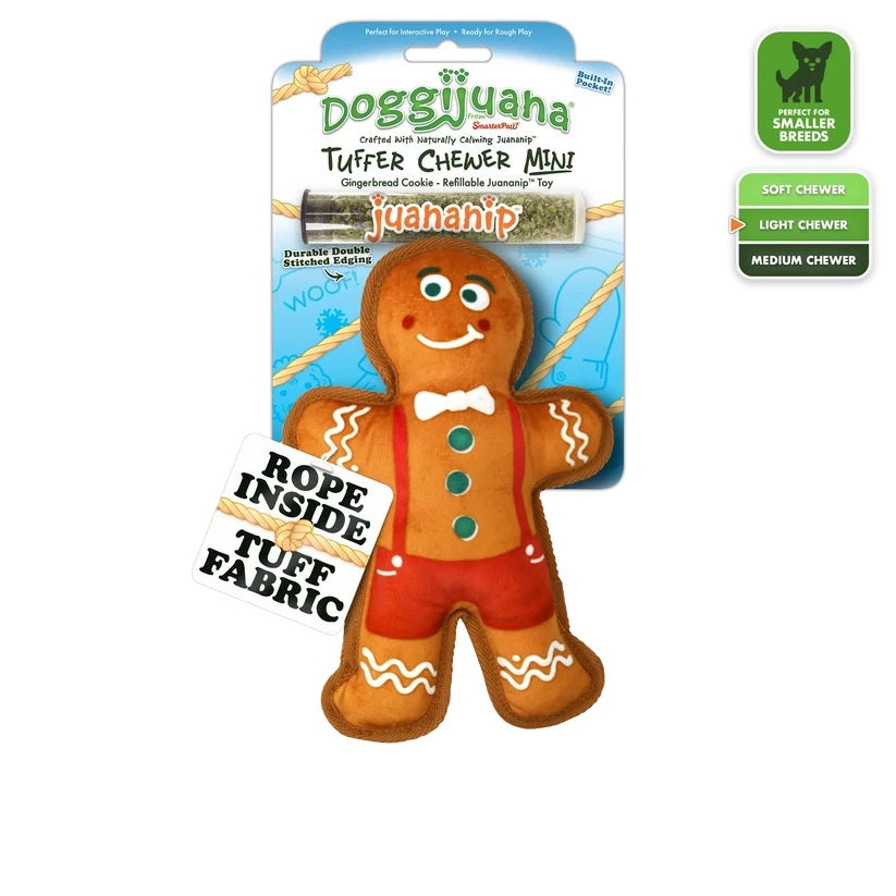 Doggijuana Tuffer Chewer Mini Gingerbread Refillable Dog Toy