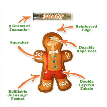 Doggijuana Tuffer Chewer Mini Gingerbread Refillable Dog Toy