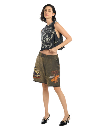 Love & Peace Stone Wash Sleeveless Cotton Top