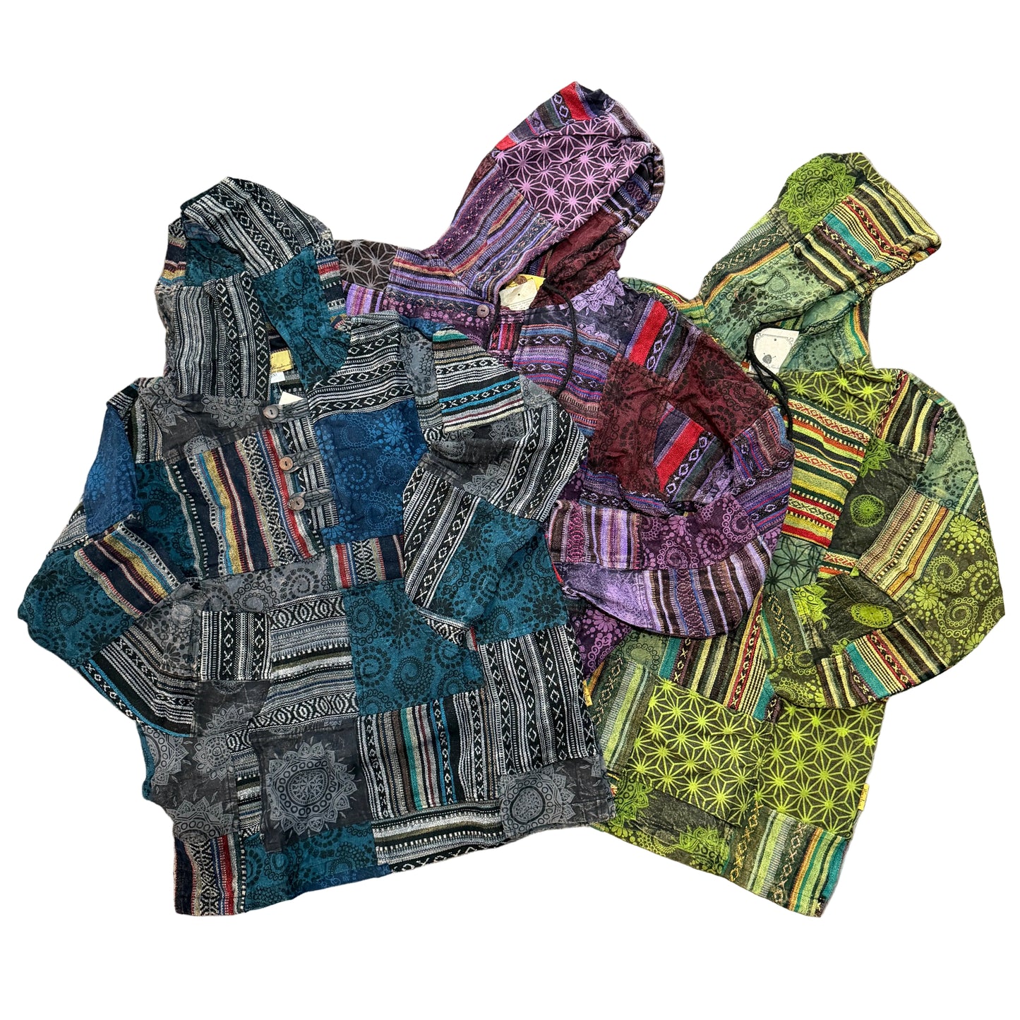 Handwoven Gheri Cotton Patchwork Hoodie