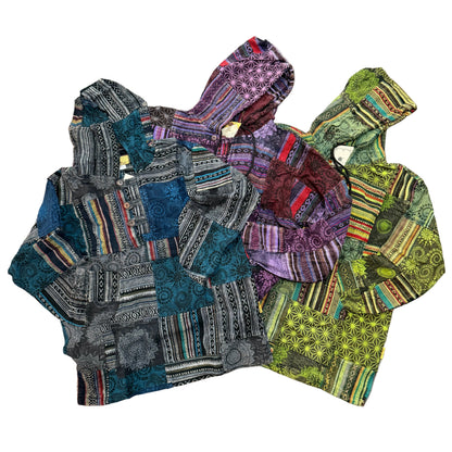 Handwoven Gheri Cotton Patchwork Hoodie