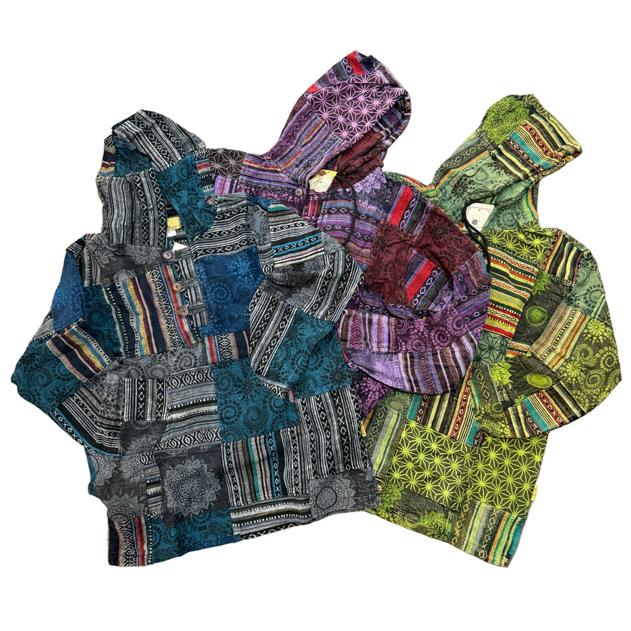 Handwoven Gheri Cotton Patchwork Hoodie