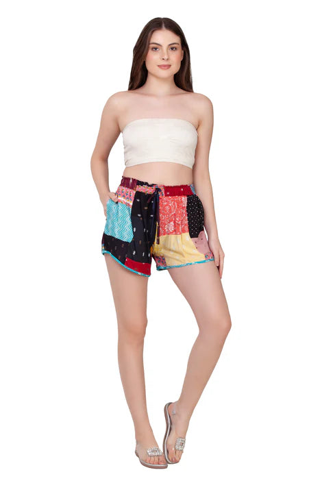 Patchwork Shorts with Belt - Assorted