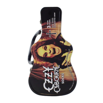 Ozzy Osbourne Guitar Tin Crew Socks - 3 Pack