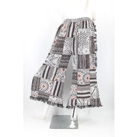 Fringed Gheri Patchwork Wide Leg Pants