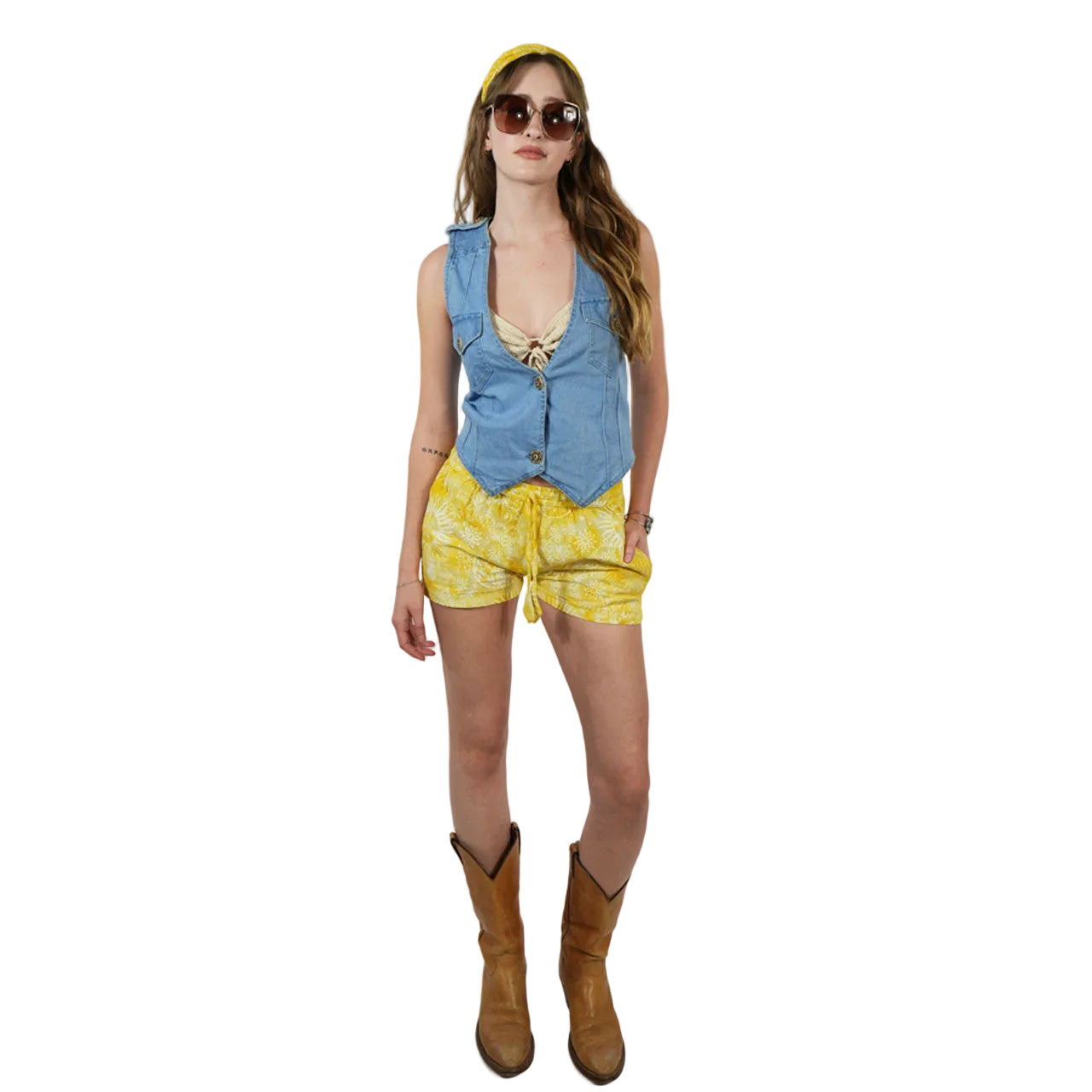 Rainbow Mandala Embroidered Denim Vest