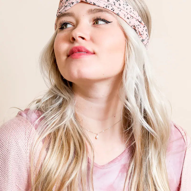 Floral Trailing Vine Twist Headwrap in Pink