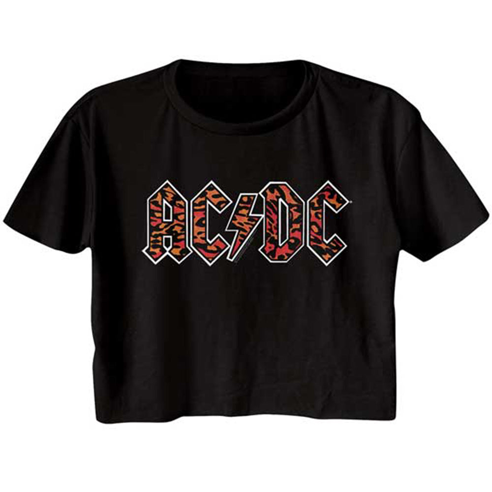 AC/DC Leopard Print Festival Ladies Crop Top T-Shirt SALE