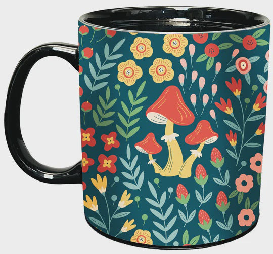 Blooming Flowers and Mushroom Heat Reveal Mug 16 oz