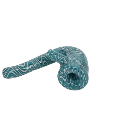 Addison Hanna Glass Teal & White Wig Wag Sherlock with Kick Stand