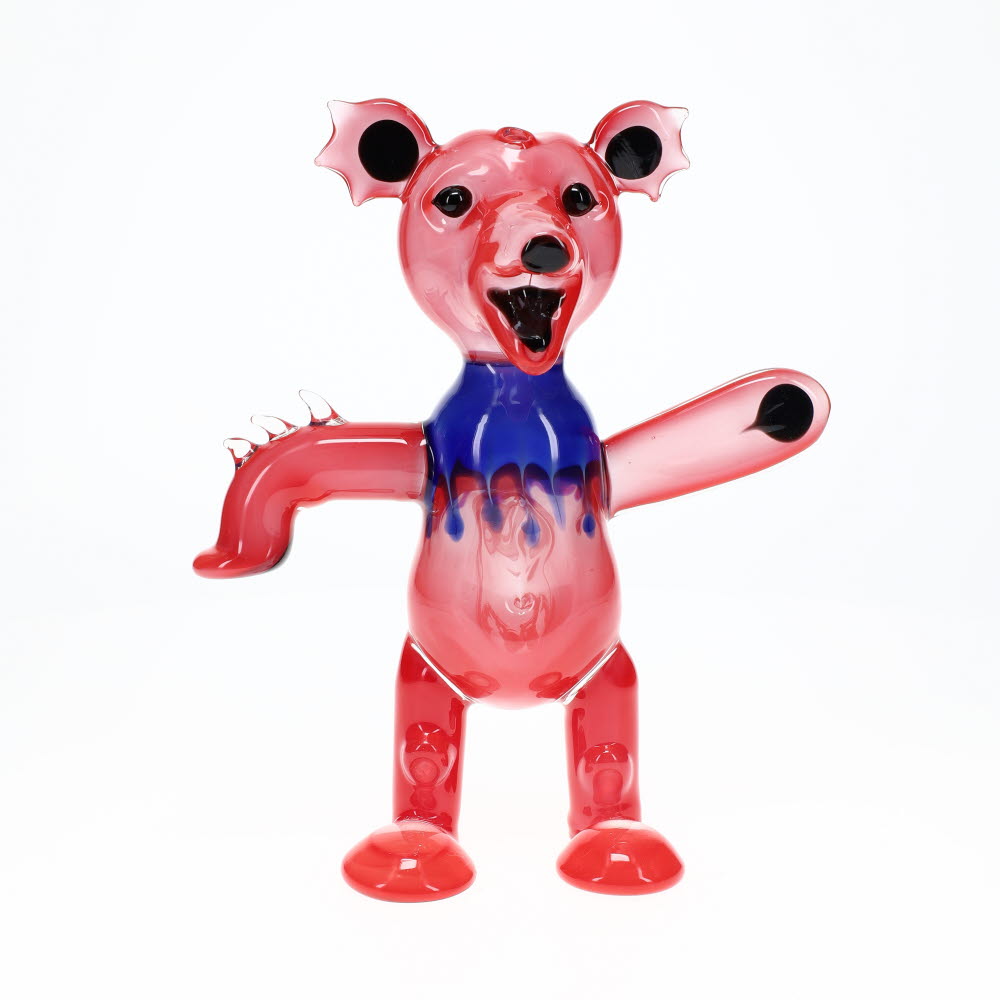 Addison Hanna Glass Dancing Bear - Red