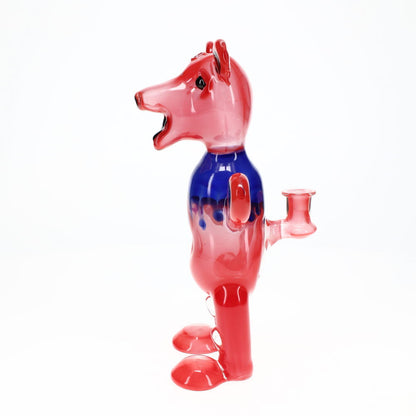Addison Hanna Glass Dancing Bear - Red