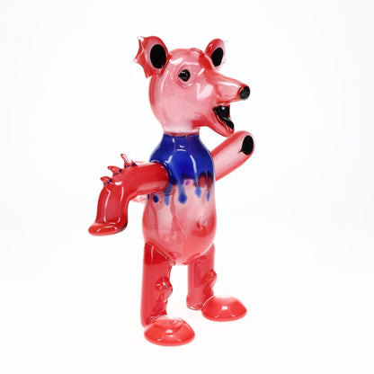 Addison Hanna Glass Dancing Bear - Red