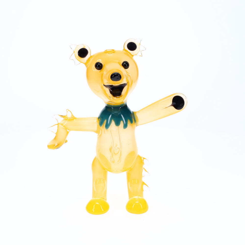 Addison Hanna Glass Dancing Bear - Yellow