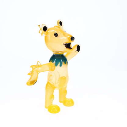 Addison Hanna Glass Dancing Bear - Yellow