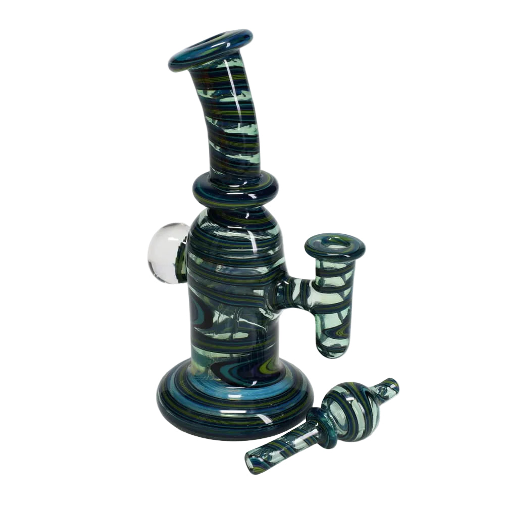 Andy G Glass Linework Mini Tube + Carb Cap - Blue Green