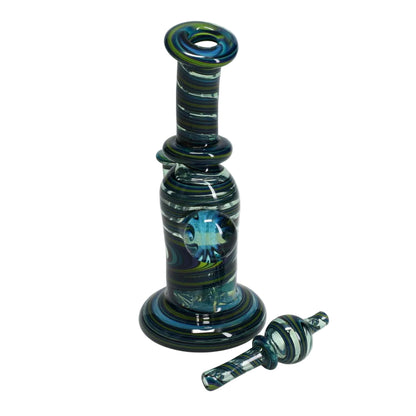 Andy G Glass Linework Mini Tube + Carb Cap - Blue Green