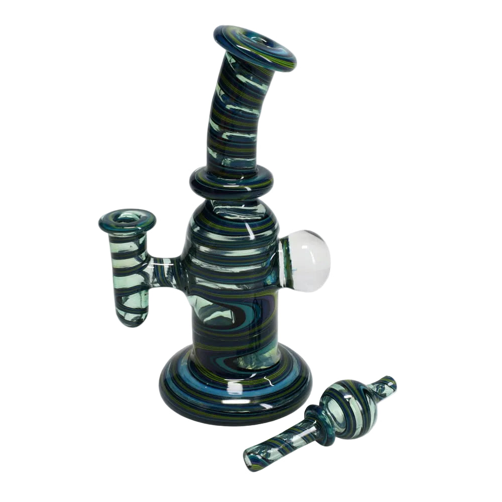 Andy G Glass Linework Mini Tube + Carb Cap - Blue Green