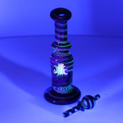 Andy G Glass Linework Mini Tube + Carb Cap - Blue Green