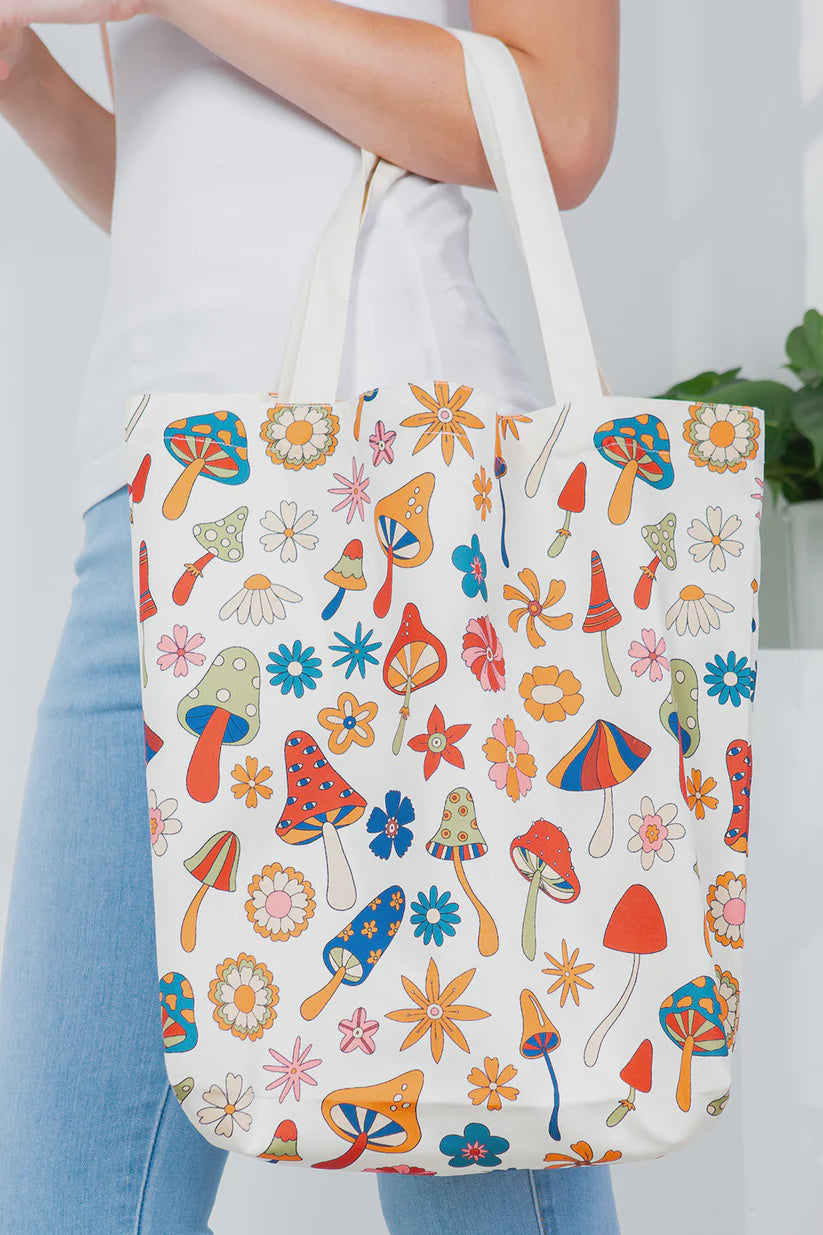 Hippy Mushroom Canvas Tote Bag