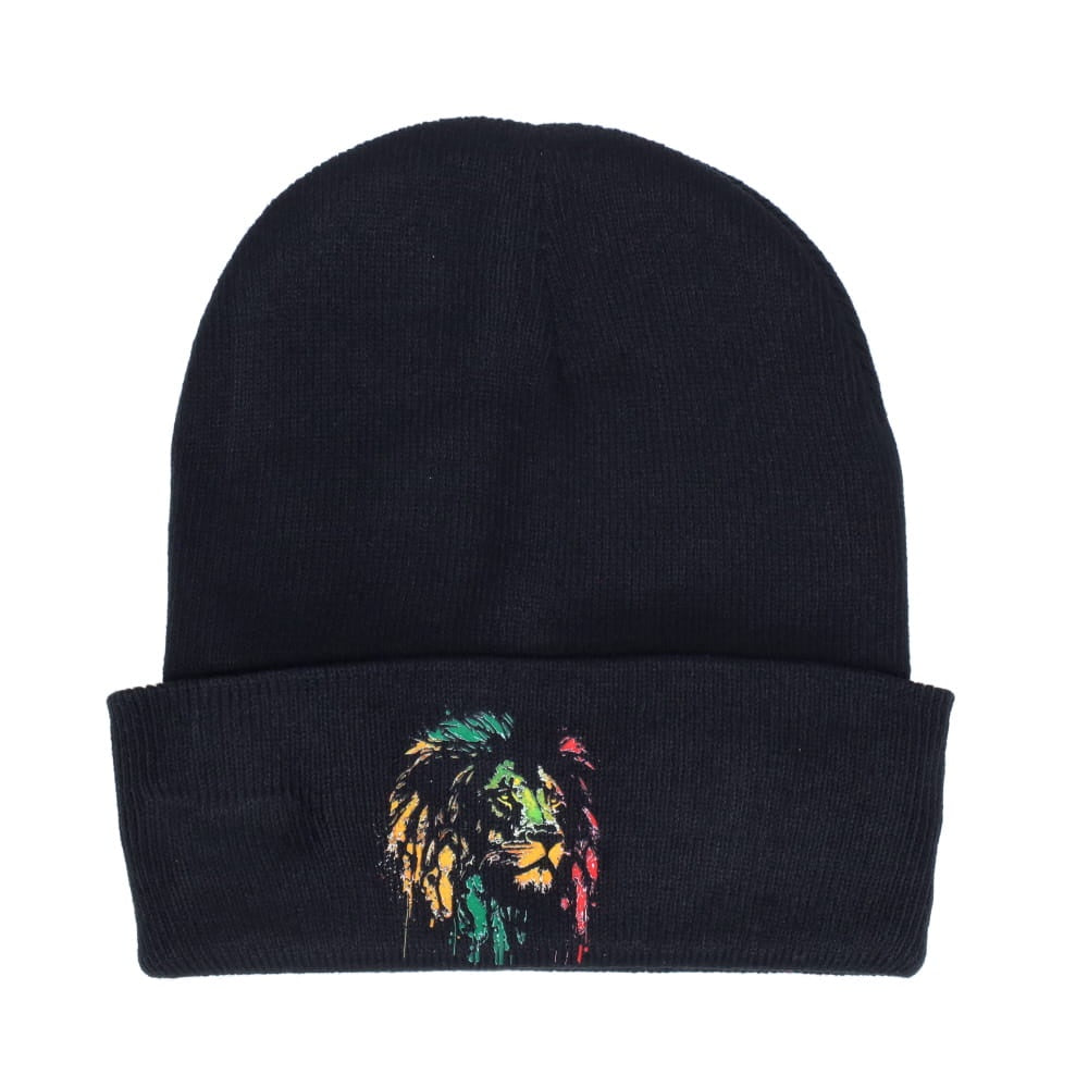Rasta Lion Black Beanie