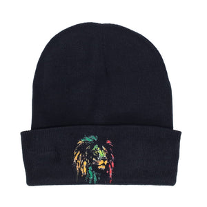 Rasta Lion Black Beanie