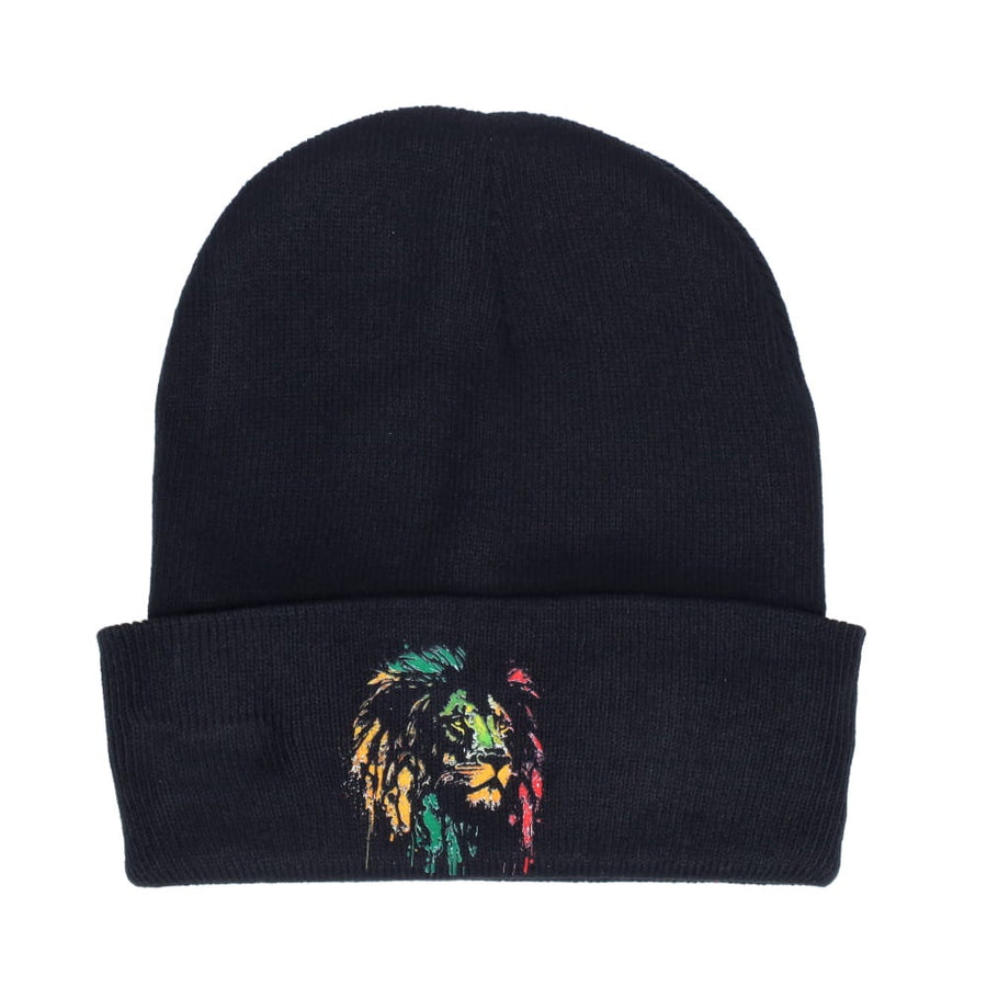 Rasta Lion Black Beanie