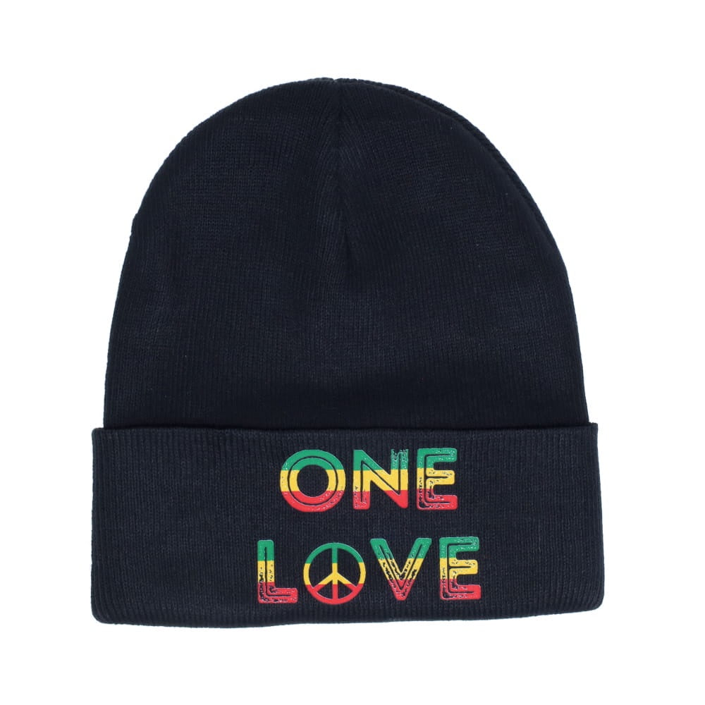 One Love Rasta Black Beanie