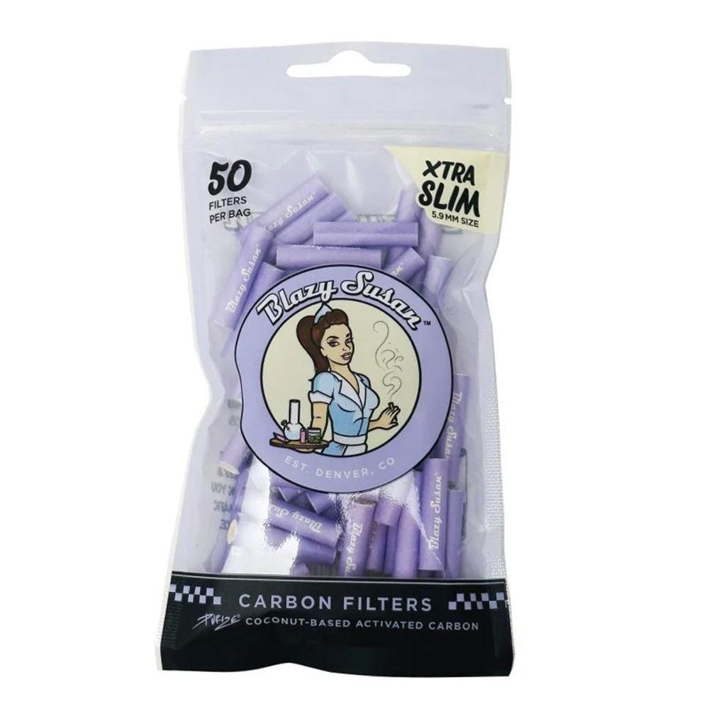 Blazy Susan Activated Charcoal Filter Tips - Extra Slim 50ct - Purple