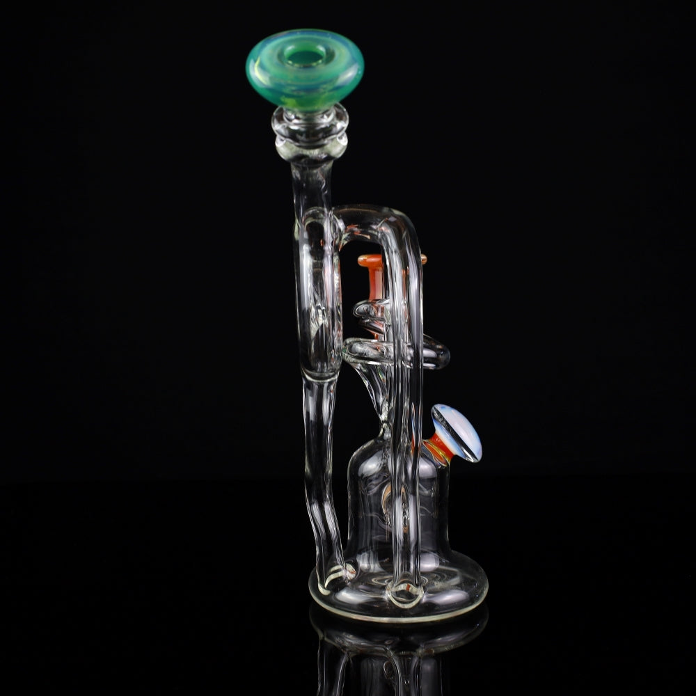 Cambria Clear w/ Color Accents  Swirl Curl Recycler Rig