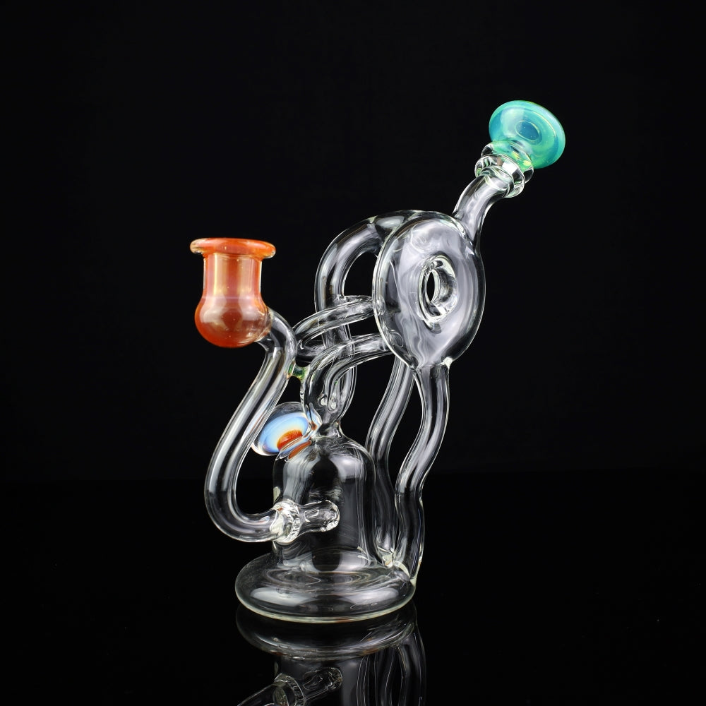 Cambria Clear w/ Color Accents  Swirl Curl Recycler Rig