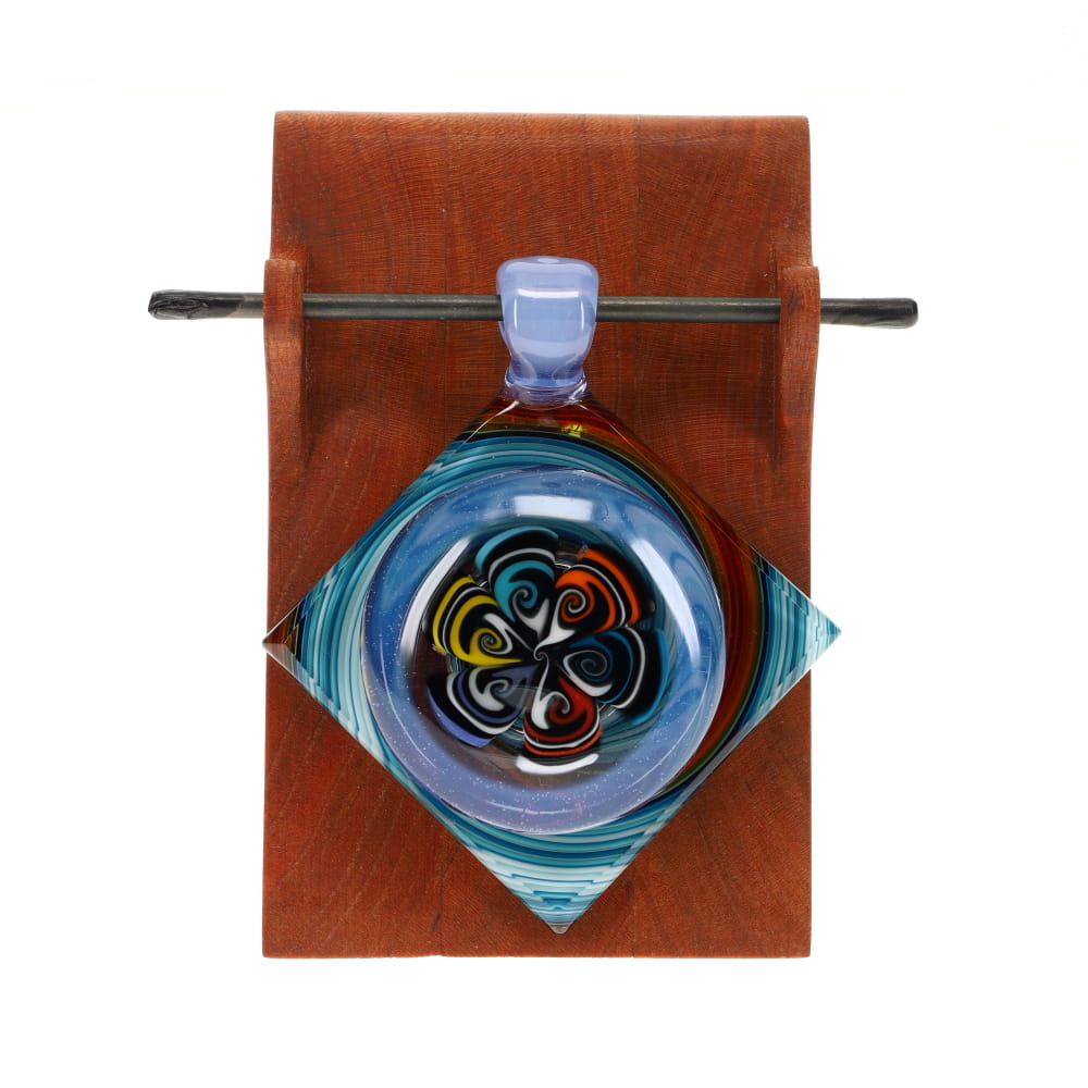 Chunk Glass X Cowboy Glass Blue Thumbprint Tile Pendant