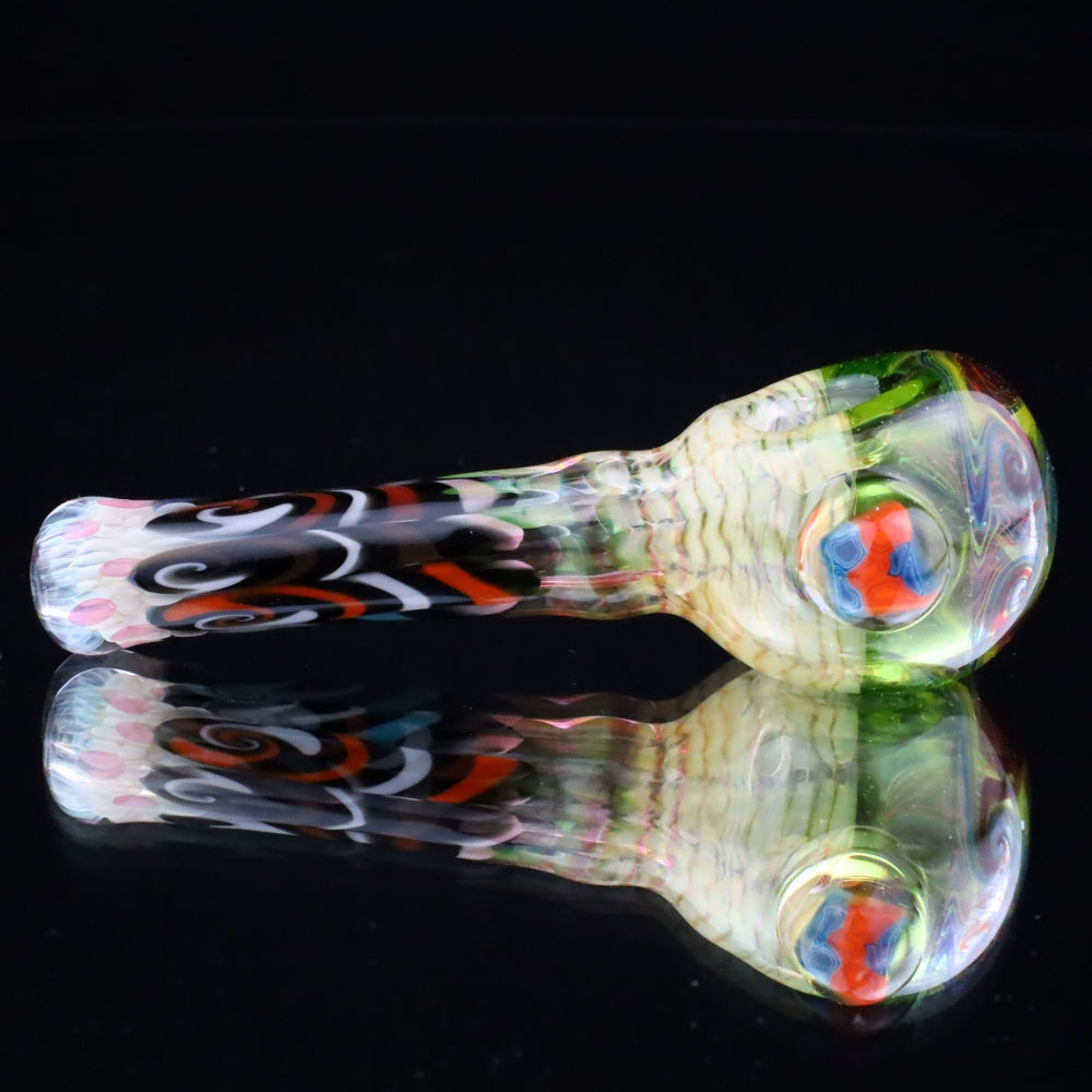 Chunk Glass X Cowboy Glass Fumed Thubmbprint & Green Rainbow Spoon Collab