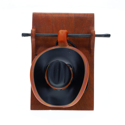 Cowboy Glass Black w/ Brown Trim Cowboy Hat Pendant