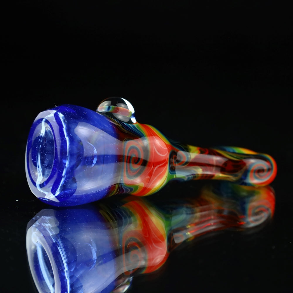 Cowboy Glass UV Blue and Black Rainbow Wigwag Faceted Chillum