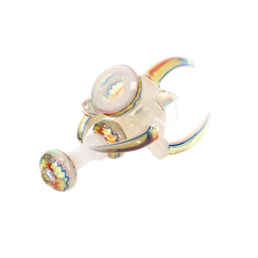 Cowboy Glass UV White & Rainbow Wig Wag Faceted Claw Spoon