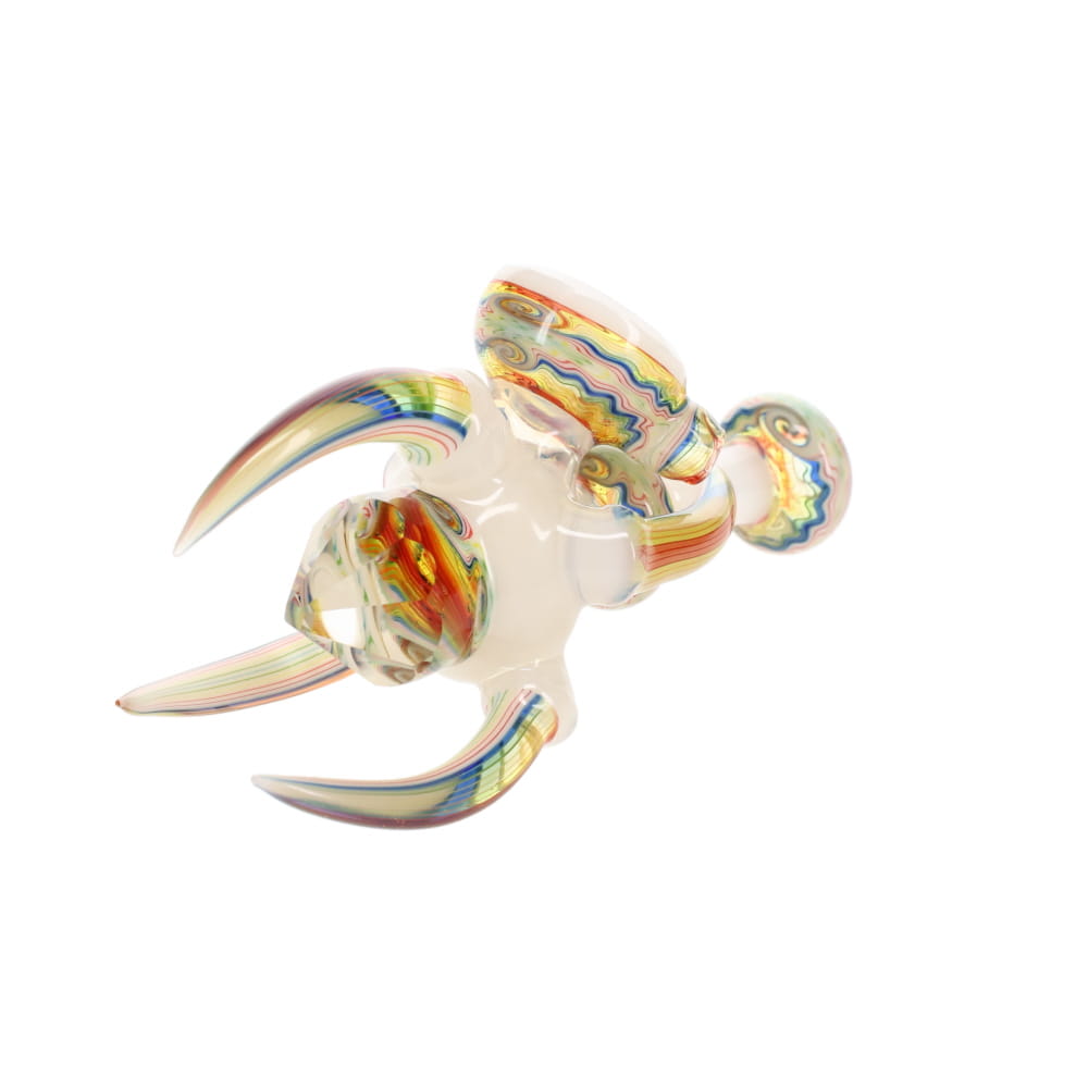 Cowboy Glass UV White & Rainbow Wig Wag Faceted Claw Spoon