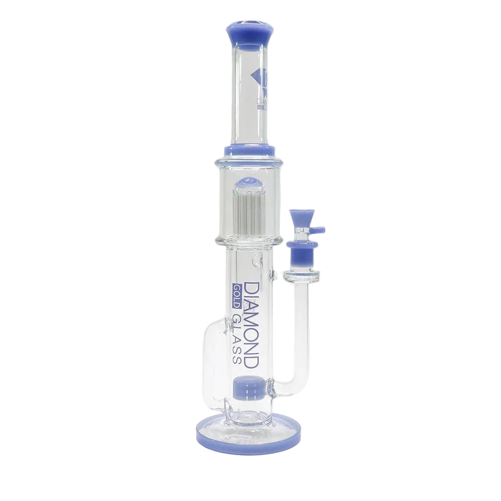 Diamond Glass 18" Color Rim Tree & Recycler Matrix Perc Tube