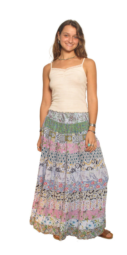 Blue Sky Designs Smocked Panel Patchwork Skirt