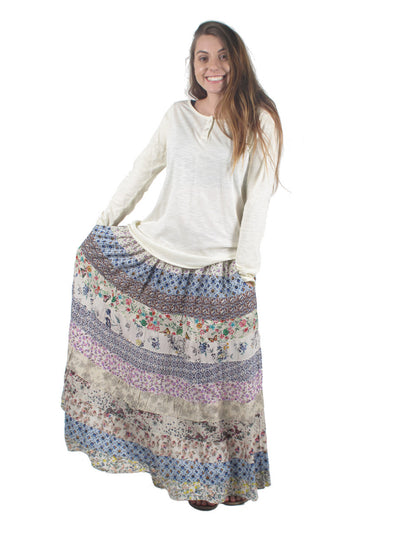 Blue Sky Designs Smocked Panel Patchwork Skirt