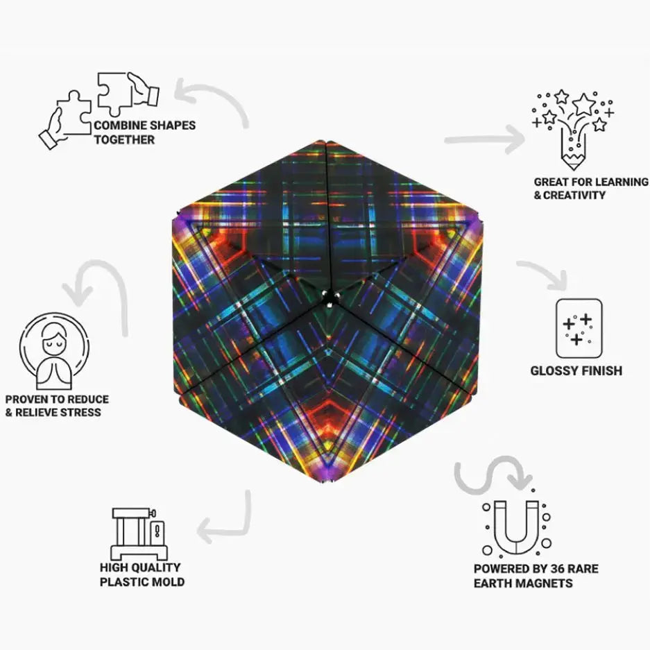 Shashibo Jumbie Magnetic Puzzle Cube - Disco Plaid