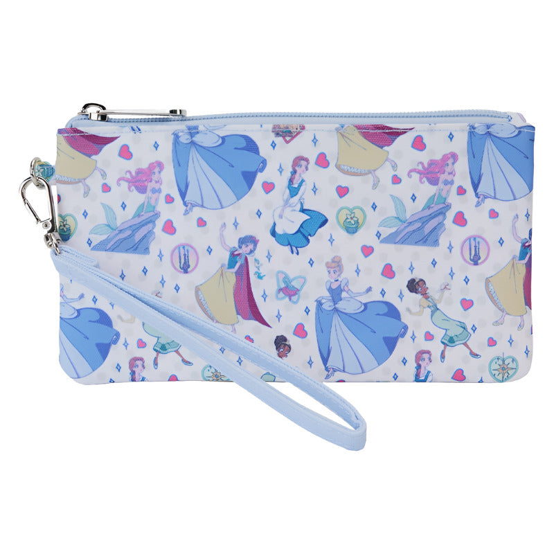 Loungefly Disney Princess Manga Style All-Over Print Nylon Zipper Pouch Wristlet