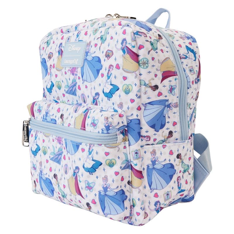 Loungefly Disney Princess Manga Style All-Over Print Nylon Square Mini Backpack