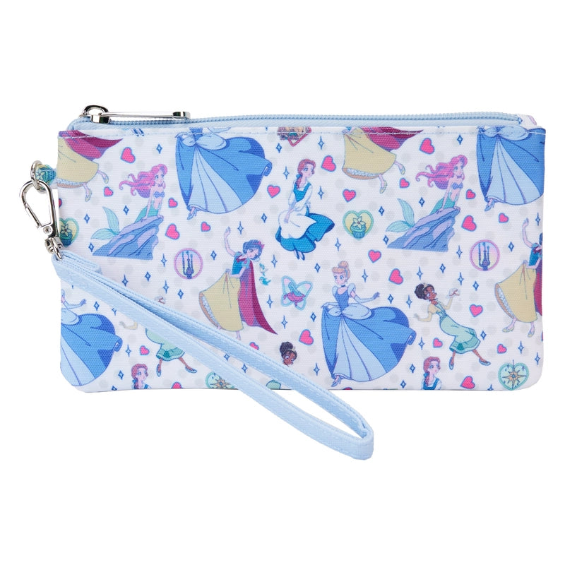 Loungefly Disney Princess Manga Style All-Over Print Nylon Zipper Pouch Wristlet