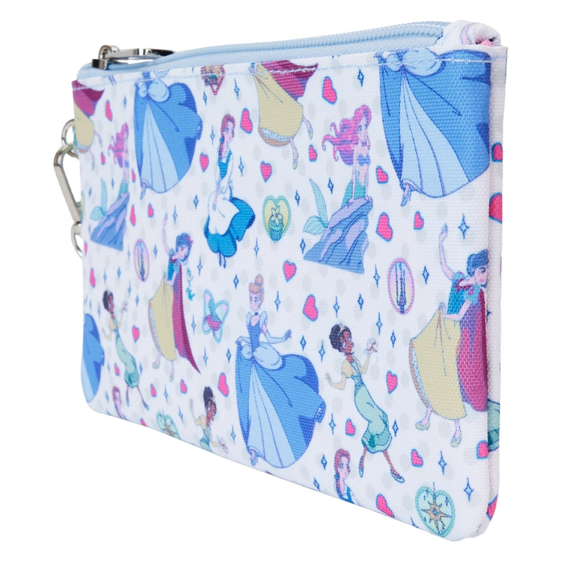 Loungefly Disney Princess Manga Style All-Over Print Nylon Zipper Pouch Wristlet