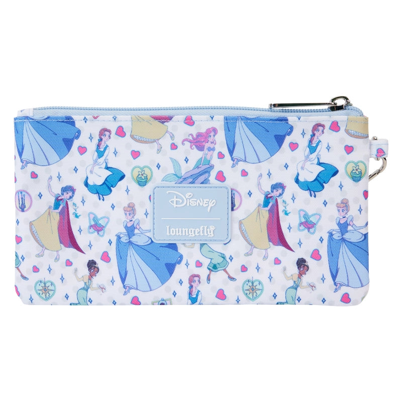 Loungefly Disney Princess Manga Style All-Over Print Nylon Zipper Pouch Wristlet